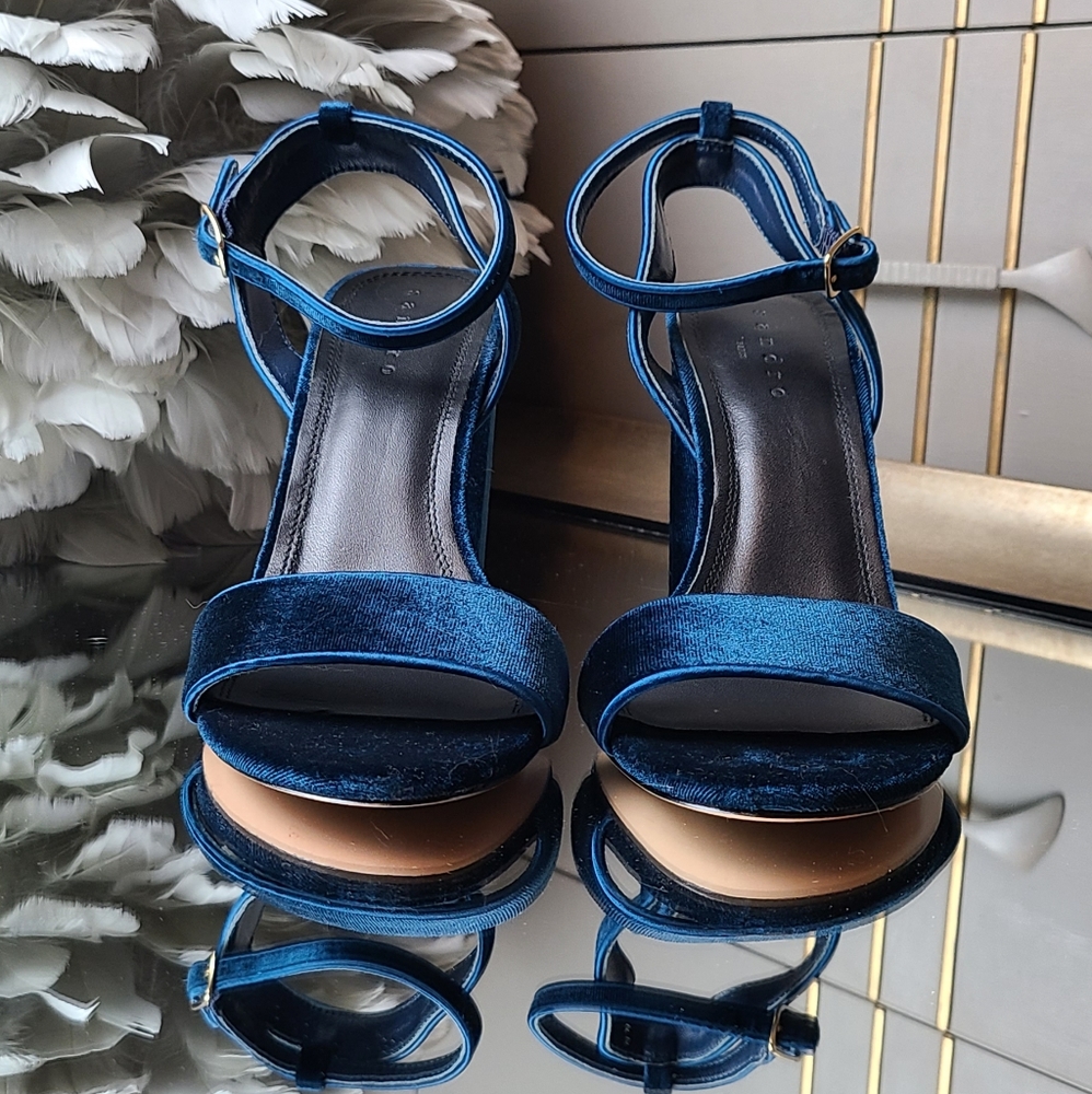 Sandro dark teal with chunky heel